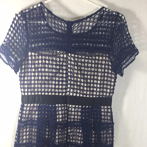 Blush Navy Fishnet Short Sleeve Dress Size M NWT - Picture 5 of 9